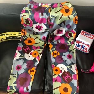Mod Vintage Chanel Paris Ladies Silk Pants / Y2K Flower Power Design - L / 28 W